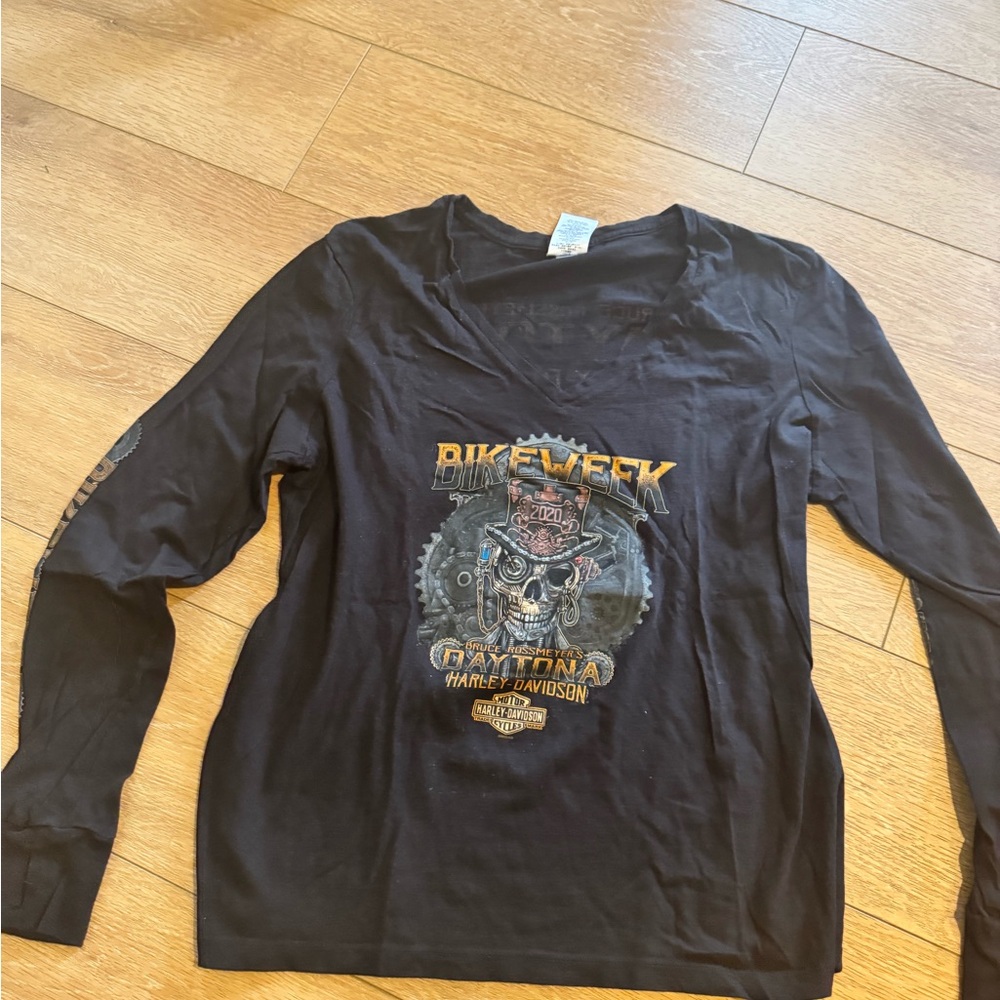 Harley-Davidson Black and Orange Graphic Tee